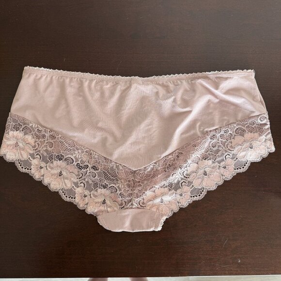 NWT Adore Me Mauve Lace Trim Satin Hipster Panties, OX - Picture 2 of 6